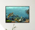 modern black wood framed original painting great barrier reef turtle wall art print